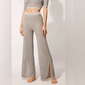 Solid and Striped Logan Pant in silver NWT